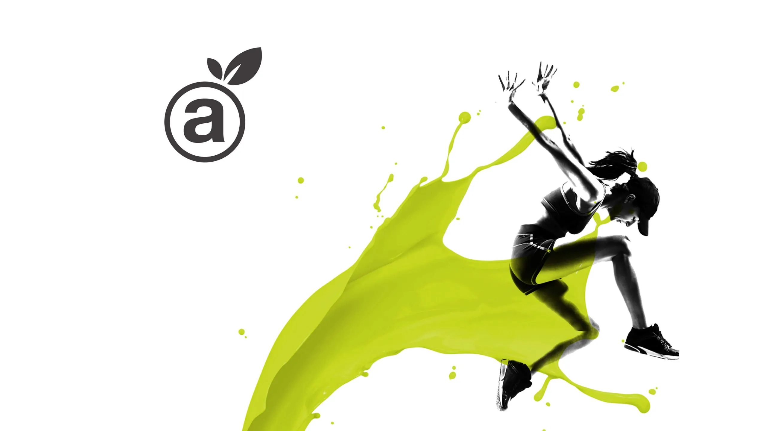 Silhouette of an athlete jumping through a splash of green, next to the ActivHealth logo.